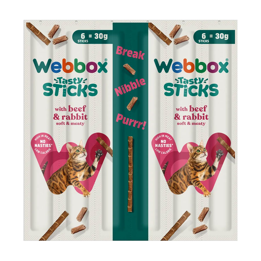 Webbox Tasty Sticks Cat Treats Beef & Rabbit 6pk (30g)