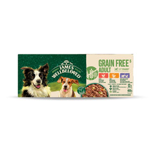 James Wellbeloved Complete Grain Free Wet Dog Food Tins Variety Pack 12x400g
