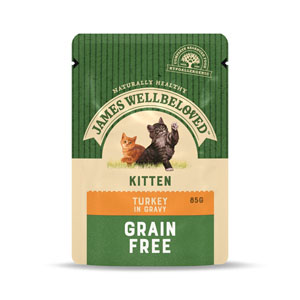 James Wellbeloved Complete Wet Cat Food Grain Free Kitten Turkey in Gravy 85g