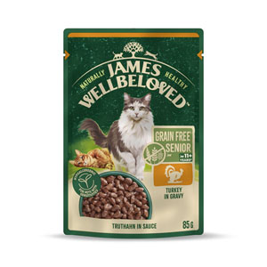James Wellbeloved Complete Wet Cat Grain Free Senior 11+ Turkey in Gravy 85g