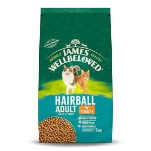 James Wellbeloved Complete Cat Food Adult Hairball Turkey 1.5kg
