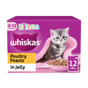 Whiskas Complete Wet Cat Food Pouches Kitten Poultry Feasts in Jelly